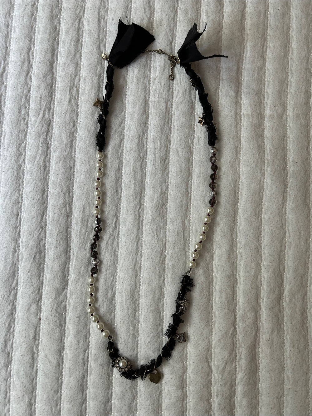 Chloe + Isabel Black Ribbon Pearl & Bead Layer Necklace